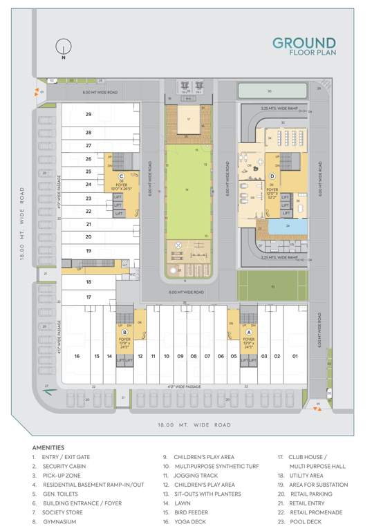  turquoise greenz Tower 1 To 3 Cluster Plan for ground Floor
