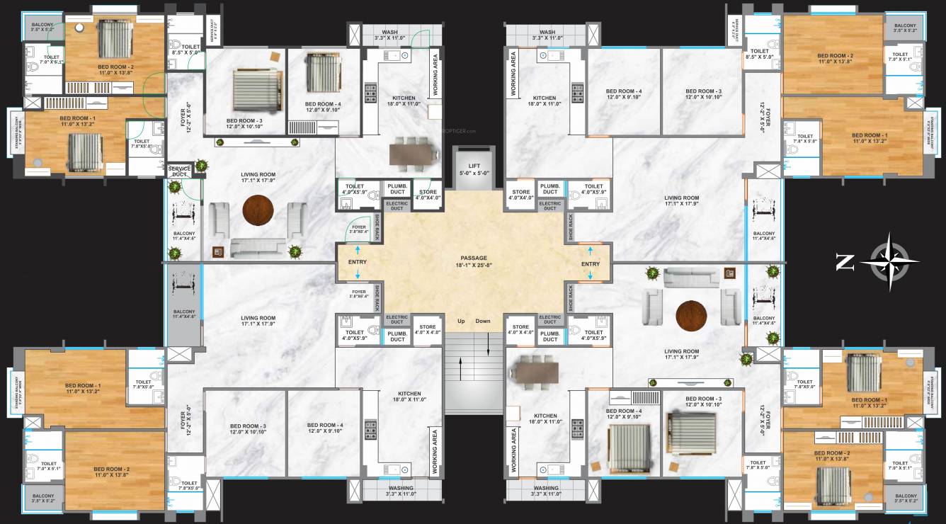  akshar zion 1 Cluster Plan from 1st to 5th Floor