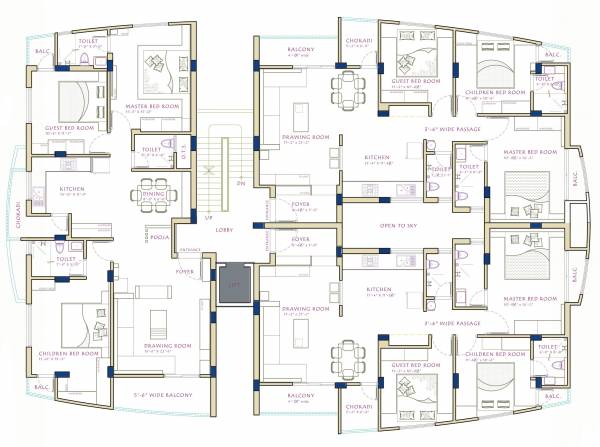 Shridhar Apartment Cluster Plan for Typical Floor apartment Shridhar Apartment Cluster Plan for Typical Floor