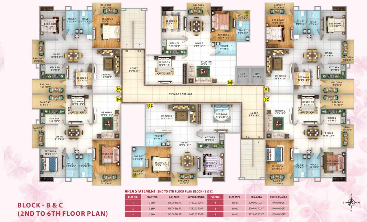  kriti raman residency Block B And C Cluster Plan from 2nd to 6th Floor