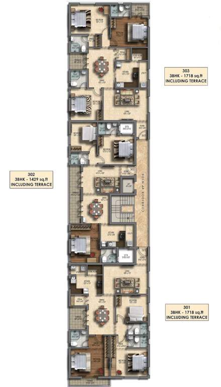  satvika sai kalpaka Satvika Sai Kalpak Cluster Plan For 3rd Floor