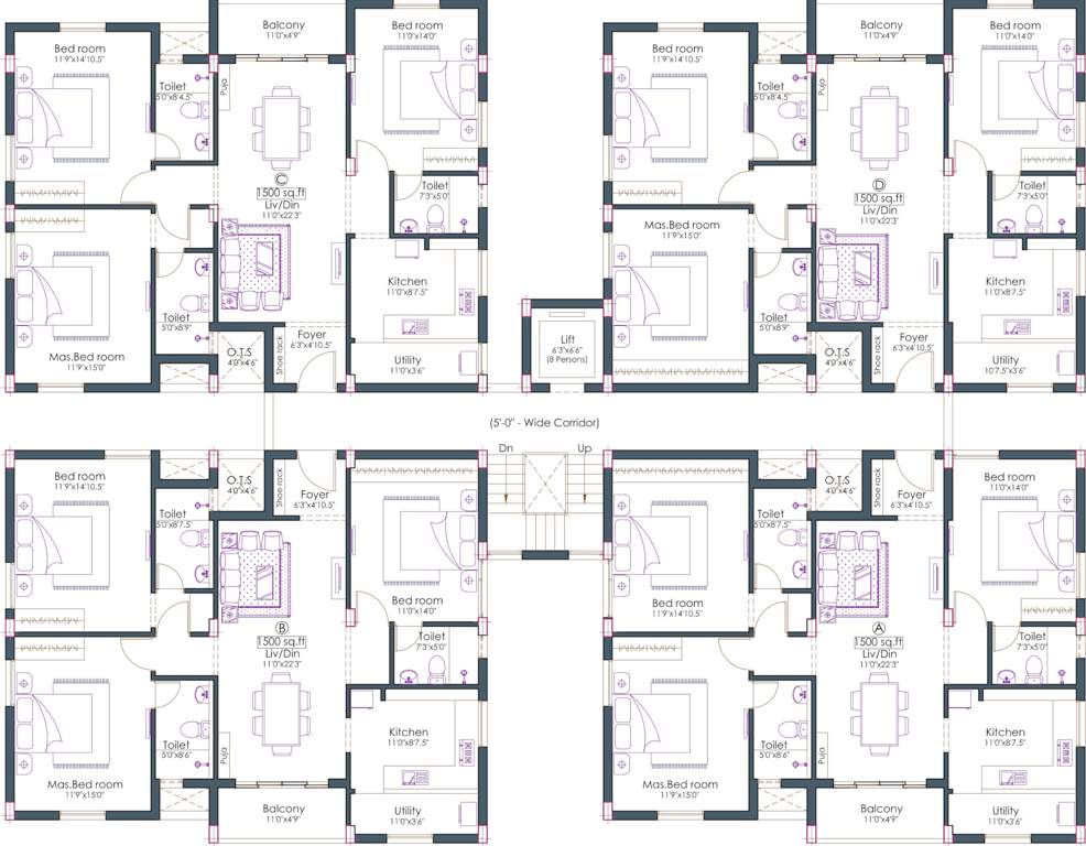  mullai residences Mullai Residences Cluster Plan From 1st To 4th Floor