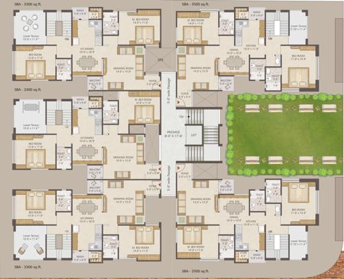 saral-residency Saral Residency Cluster Plan for Penthouse Lower Floor