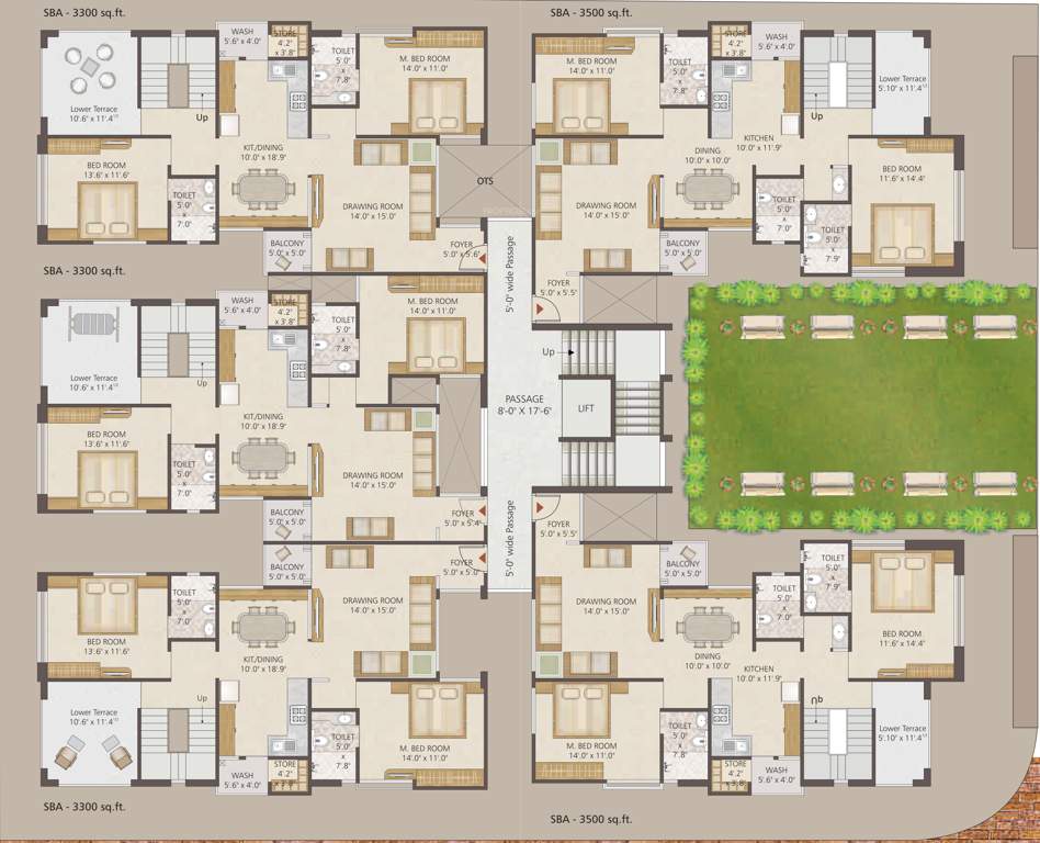 saral residency Saral Residency Cluster Plan for Penthouse Lower Floor