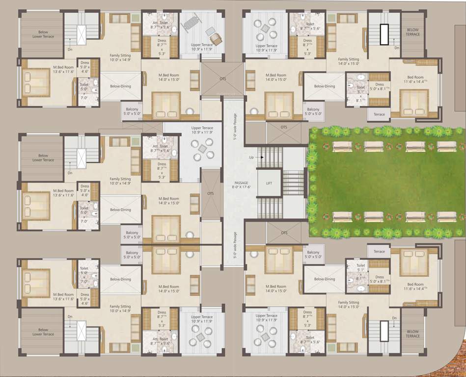saral residency Saral Residency Cluster Plan for Upper Floor Penthouse Floor