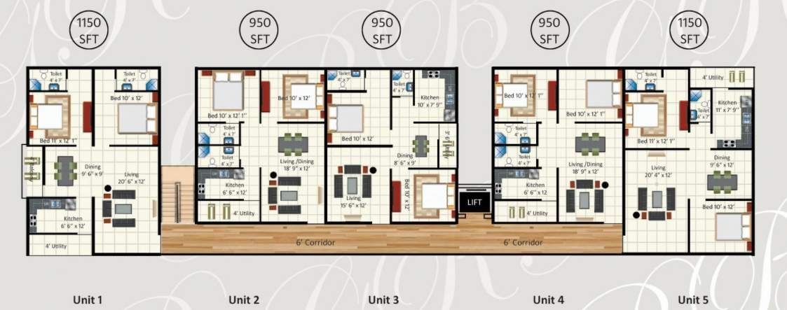  g r bhavanam Cluster Plan  Tower A from 1st to 5th Floor