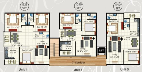  g-r-bhavanam Cluster Plan Tower B from 1st to 5th Floor