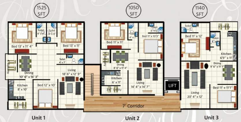  g r bhavanam Cluster Plan Tower B from 1st to 5th Floor