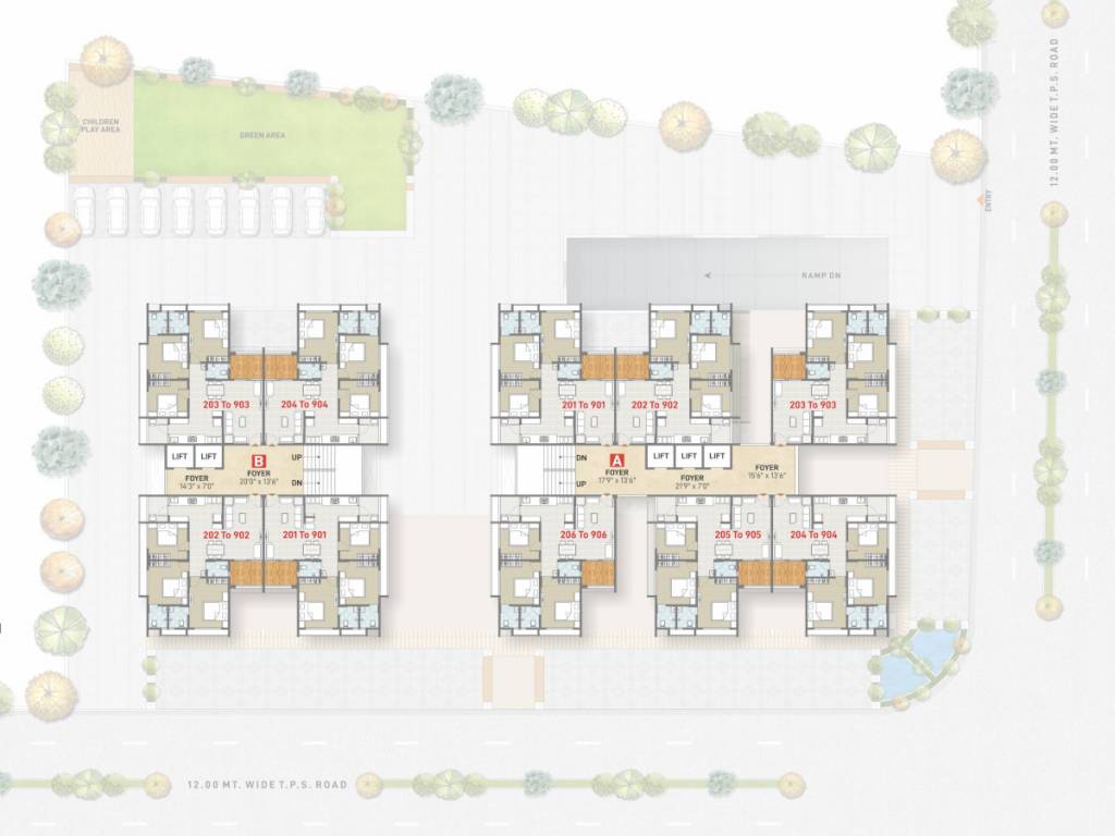  ananta Tower  A & B Cluster Plan from 2nd to 9th Floor