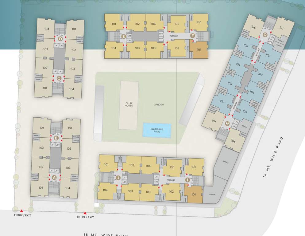  orchid blues Block A,B,C,D,E,F,G,H,I,J Cluster Plan For 1st Floor