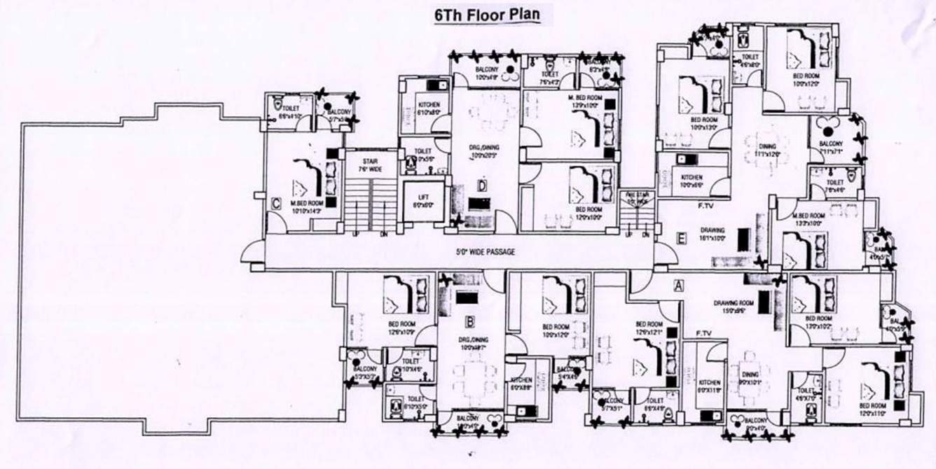  radha kaushal seva apartment Radha Kaushal Seva Apartment Cluster Plan for 6th Floor