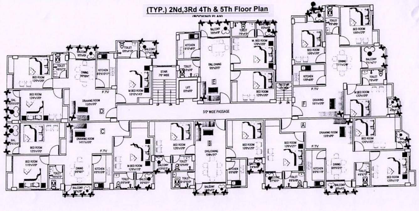 radha kaushal seva apartment Radha Kaushal Seva Apartment Cluster Plan from 2nd to 5th Floor
