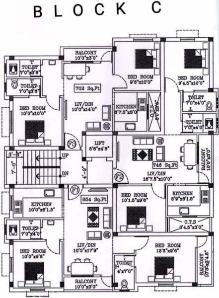  bala Block C Cluster Plan for 1st Floor