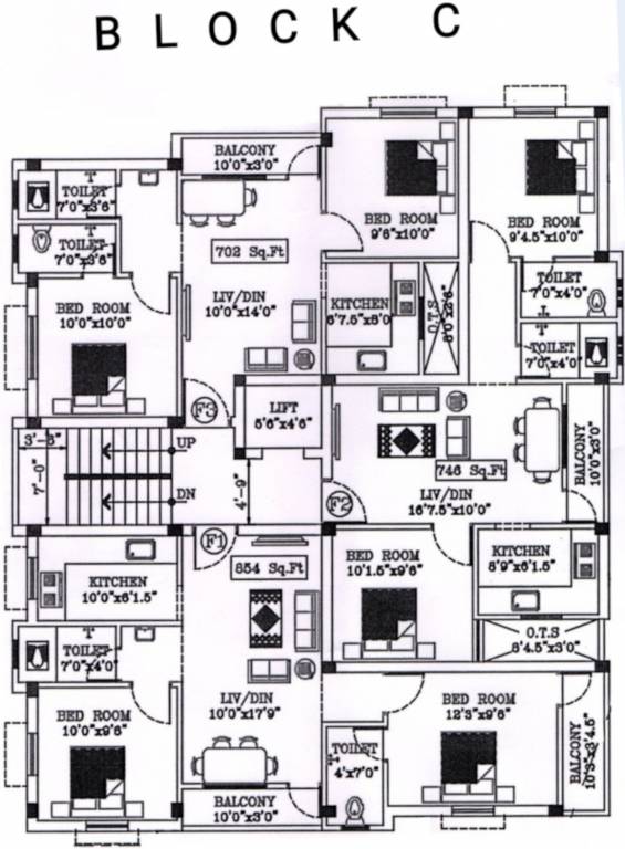  bala Block C Cluster Plan for 1st Floor