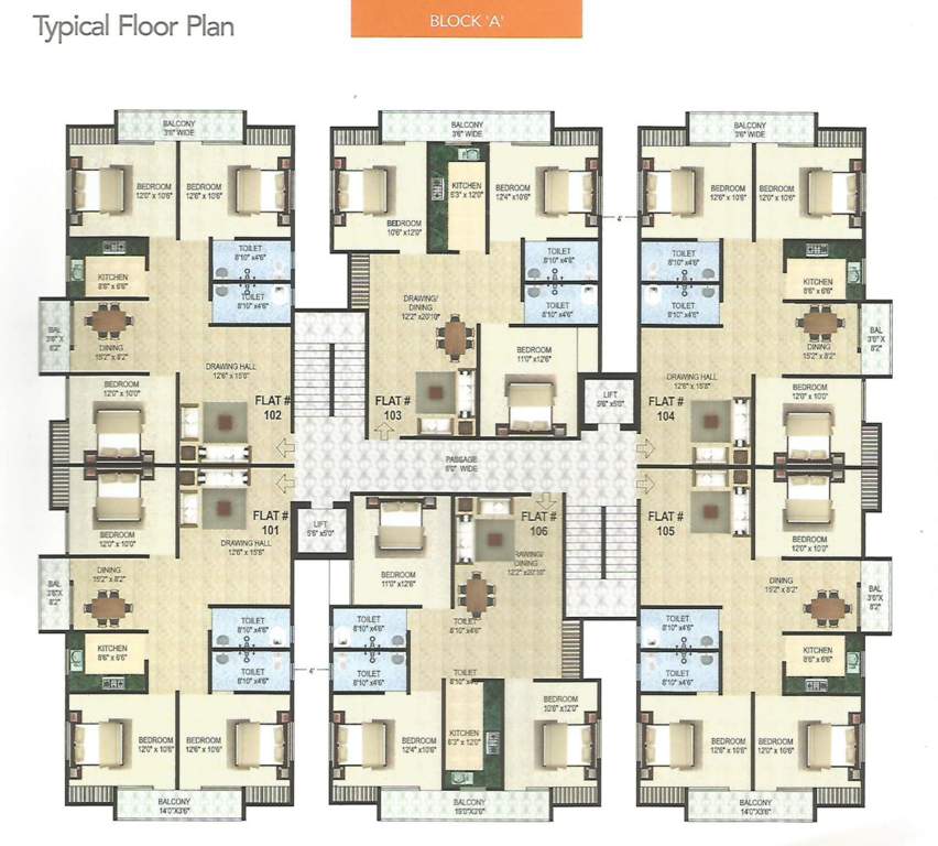 ramanand enclave Block A Cluster Plan for 1st Floor