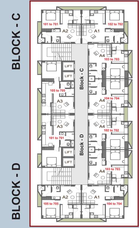  rehmat residency Block C And Block D Cluster Plan from 1st to 7th Floor