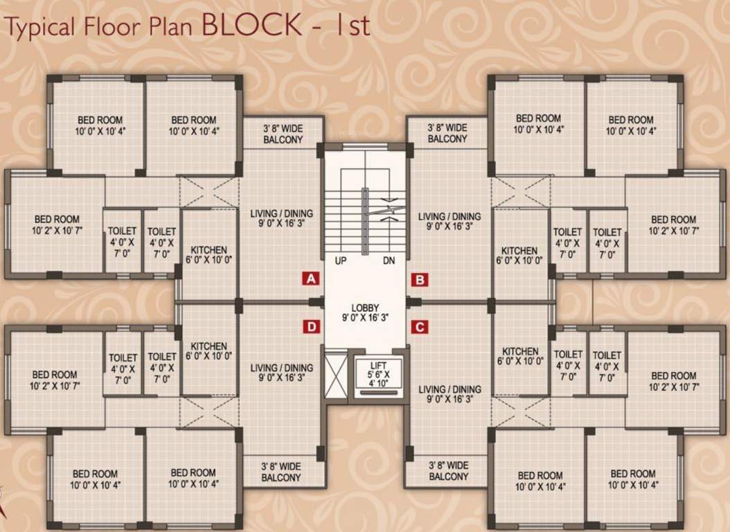  the lake paradise Block 1 Cluster Plan from 1st to 4th Floor
