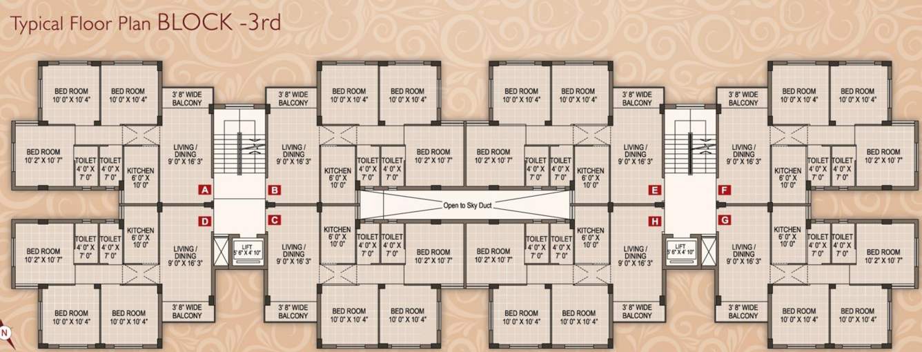  the lake paradise Block 3 Cluster Plan from 1st to 4th Floor