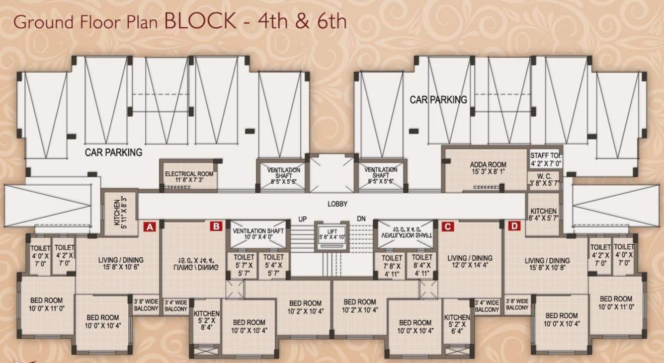  the lake paradise Block 4 And Block 6 Cluster Plan for ground Floor