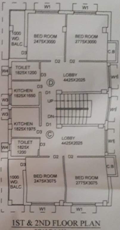  apartment Mehek Apartment Cluster Plan from 1st to 2nd Floor