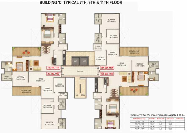 peninsula-c Peninsula C Cluster Plan For 7th, 9th And 11th Floor