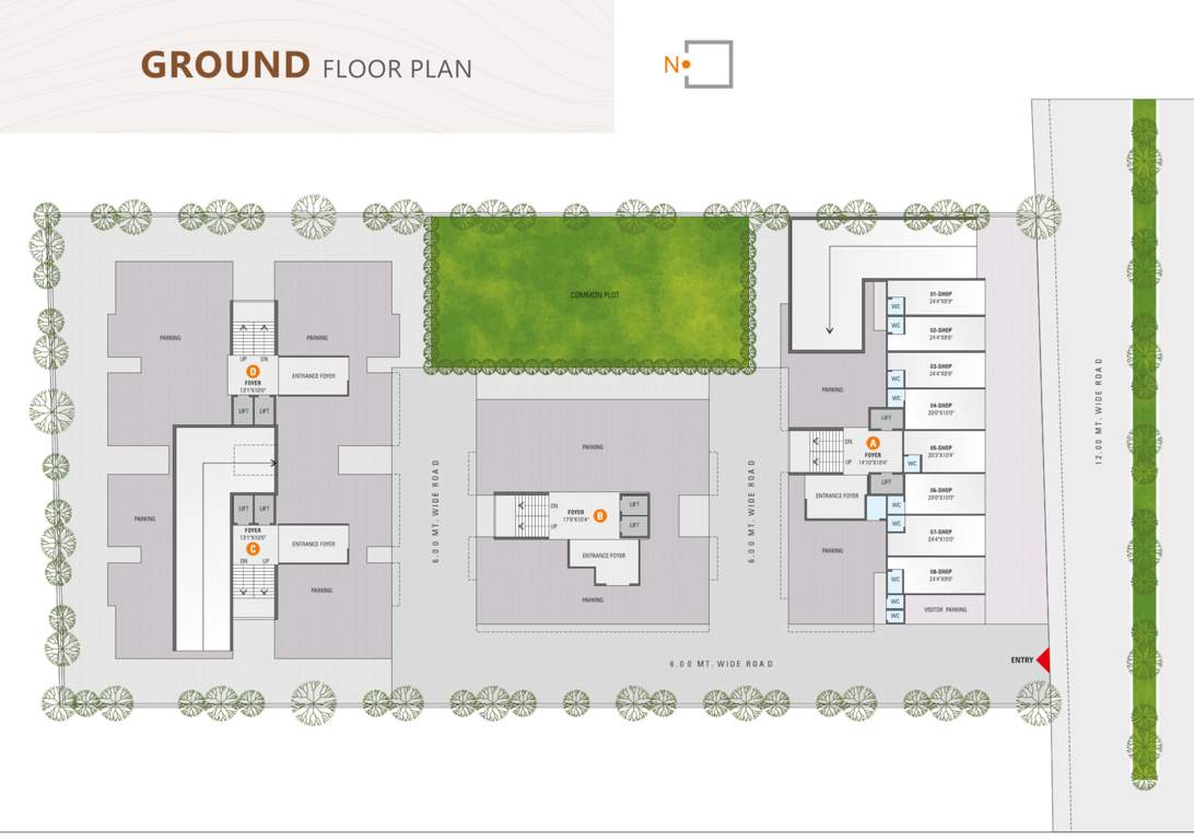  shree radhe repose A,B,C,D Cluster Plan For Ground Floor