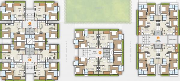  shree-radhe-repose A,B,C,D Cluster Plan For Typical Floor