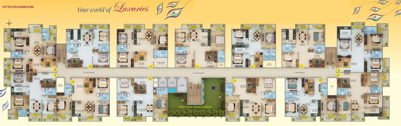 kamla vihar Cluster Plan from 1st to 5th Floor