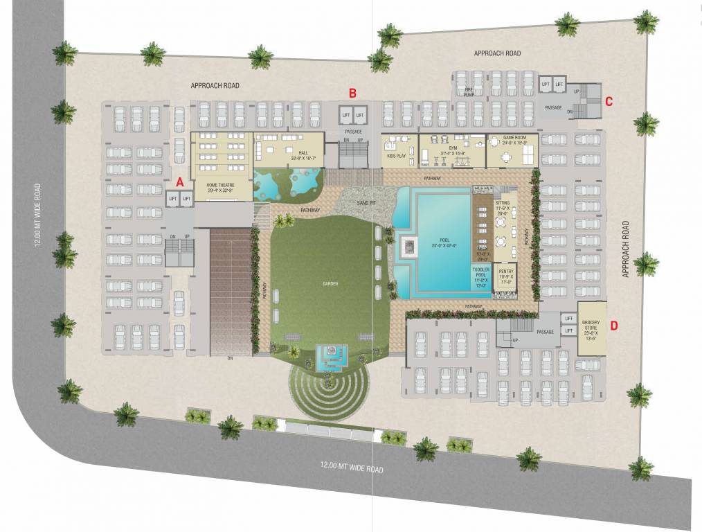  aranya 99 Block A,B,C,D Cluster Plan For Ground Floor