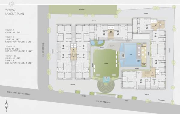  aranya-99 Block A To D Cluster Plan for Typical Floor