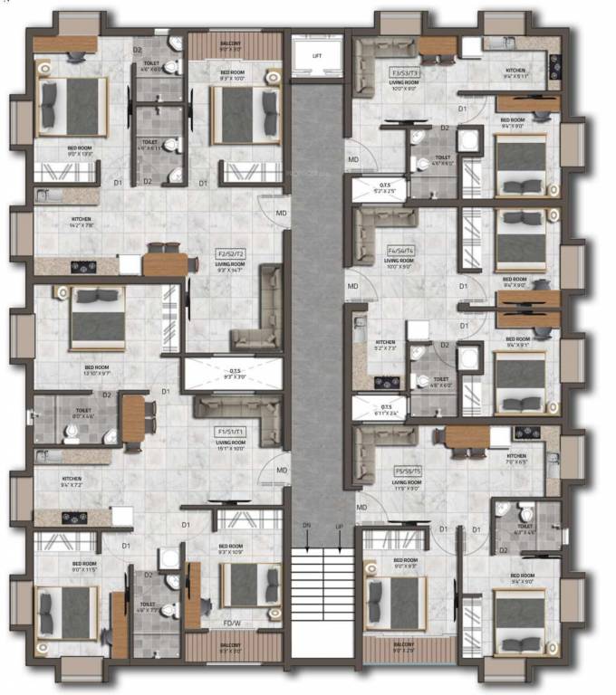  karal babylon Block E Cluster Plan For Typical Floor