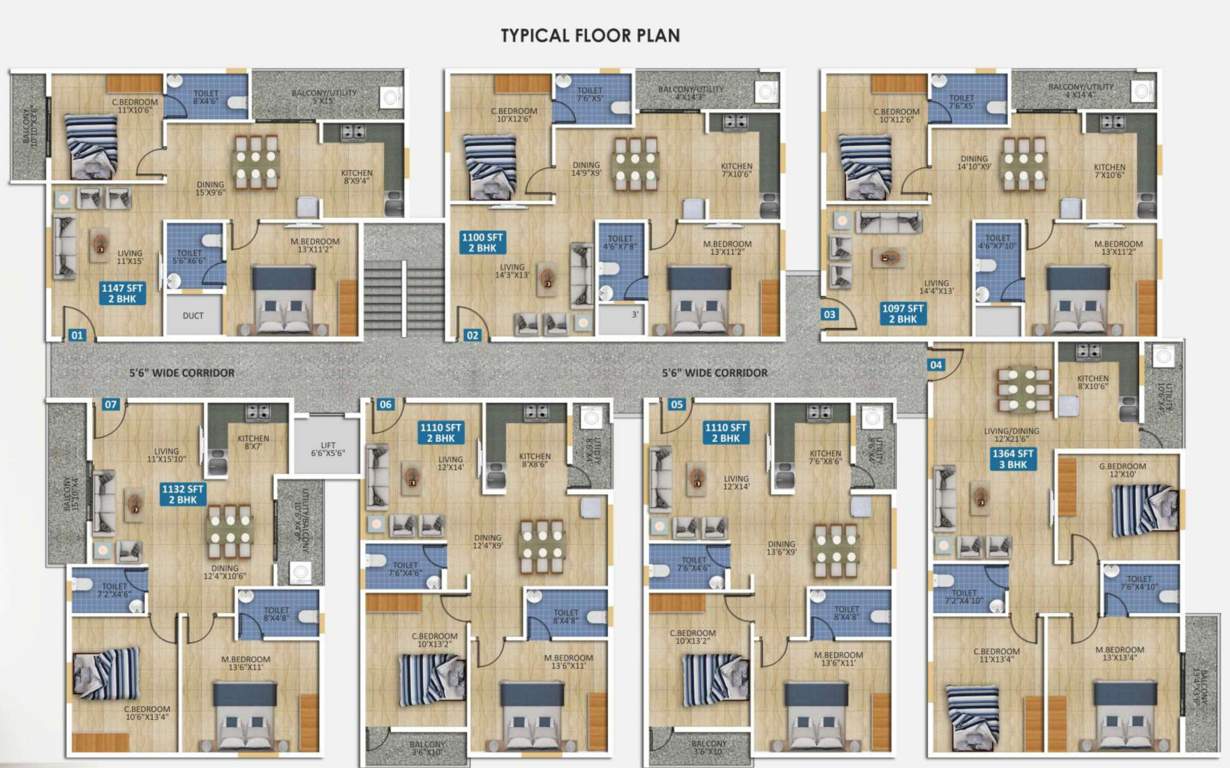  sumeru residency Vardheeni Sumeru Residency Cluster Plan from 1st to 4th Floor