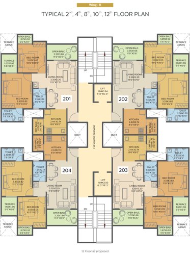  residency Building B Cluster Plan from 2nd. 4rth, 8th 10th And 12th Floor