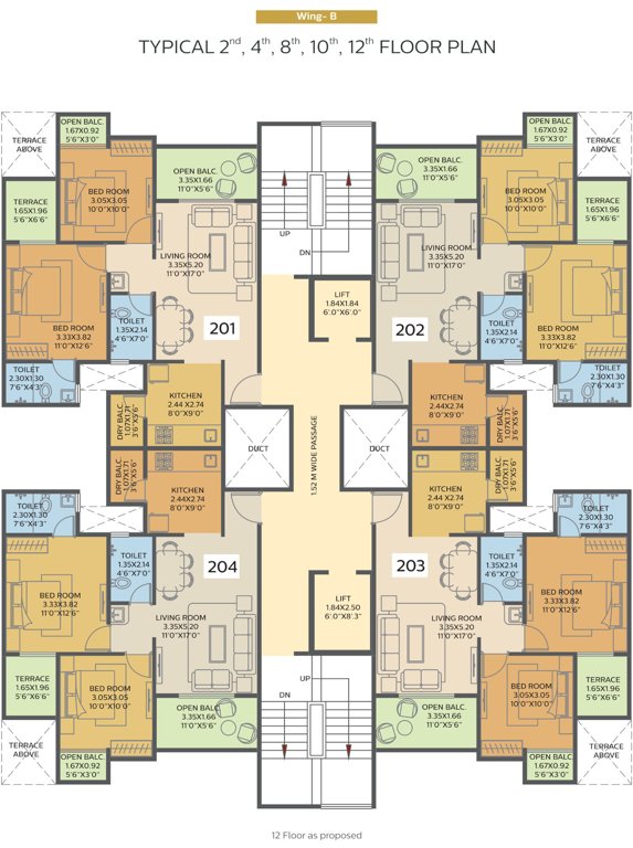  residency Building B Cluster Plan from 2nd. 4rth, 8th 10th And 12th Floor