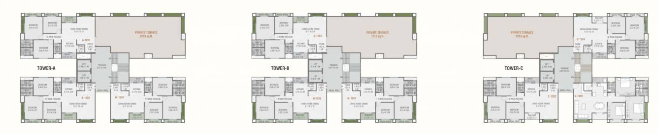  shyam vintage A,B,C Cluster Plan For 12th Floor