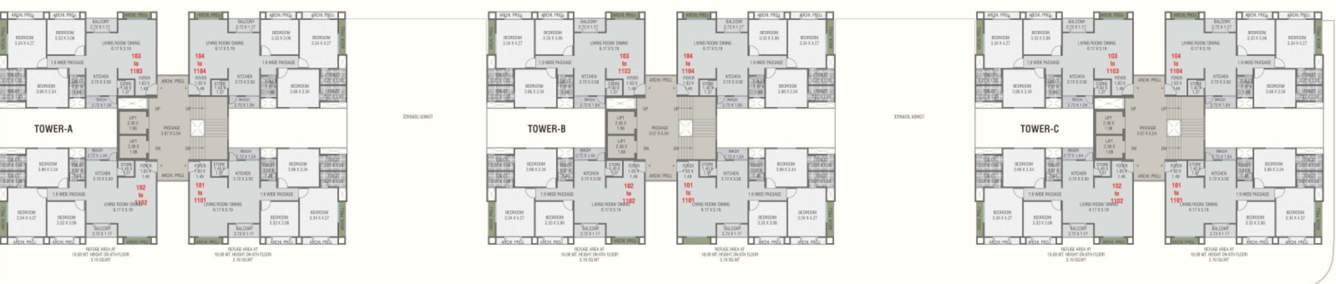  shyam vintage A,B,C Cluster Plan From 1st To 11th Floor