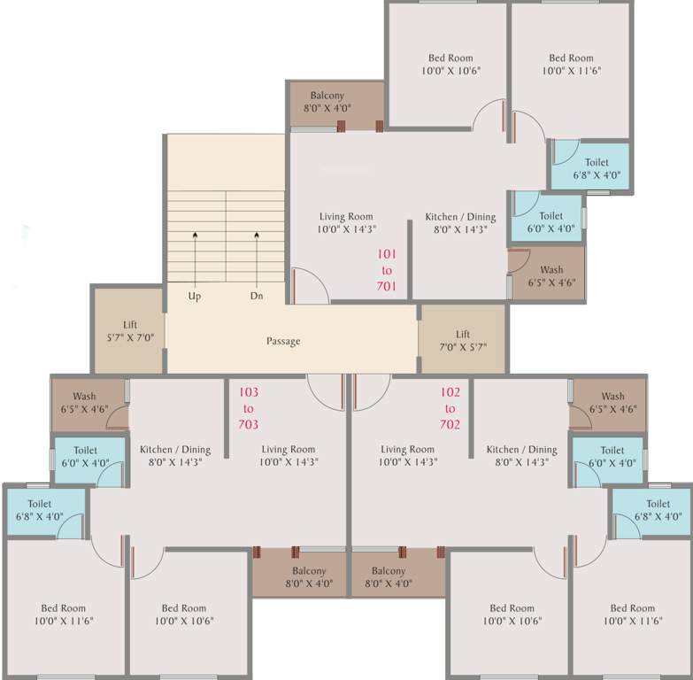  sunrise residency Tower A Cluster Plan From 1st To 7th Floor
