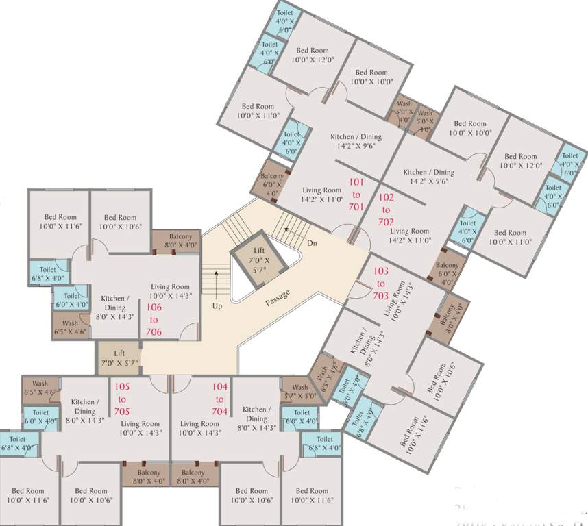  sunrise residency Tower C Cluster Plan From 1st To 7th Floor