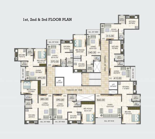  heights Heights Cluster Plan From 1st to 3rd Floor