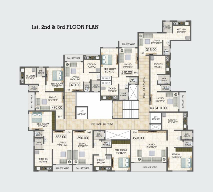  heights Heights Cluster Plan From 1st to 3rd Floor