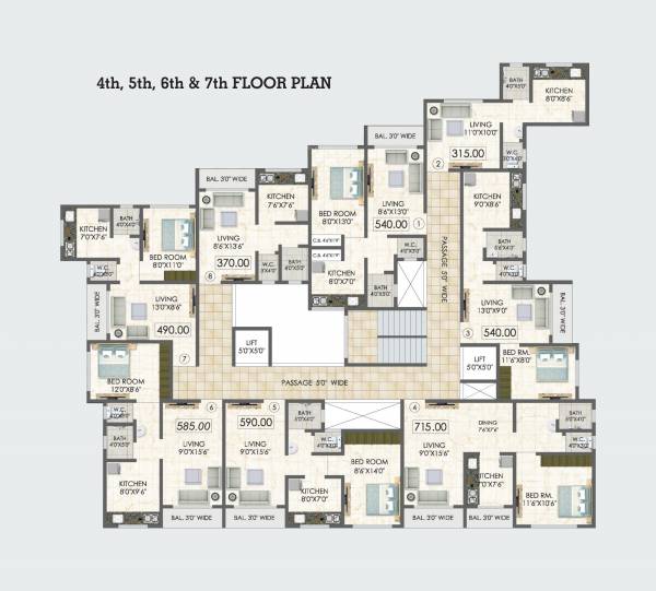  heights Heights Cluster Plan From 4th to 7th Floor