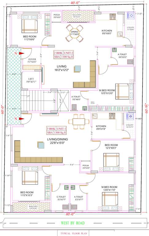  homes Lucky Homes Cluster Plan from 1st to 5th Floor