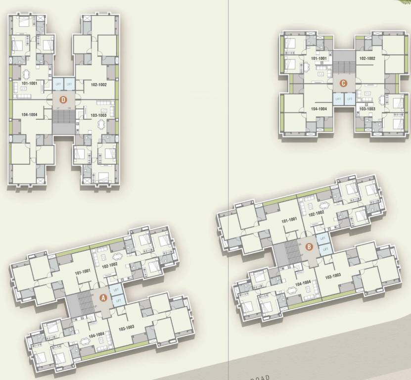 aashray elegance A,B,C,D Cluster Plan For typical