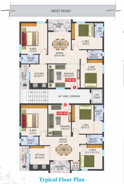  aditya-residency Aditya Residency Cluster Plan For Typical Floor