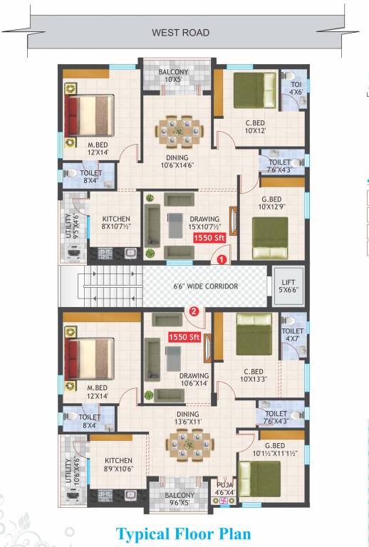  aditya residency Aditya Residency Cluster Plan For Typical Floor