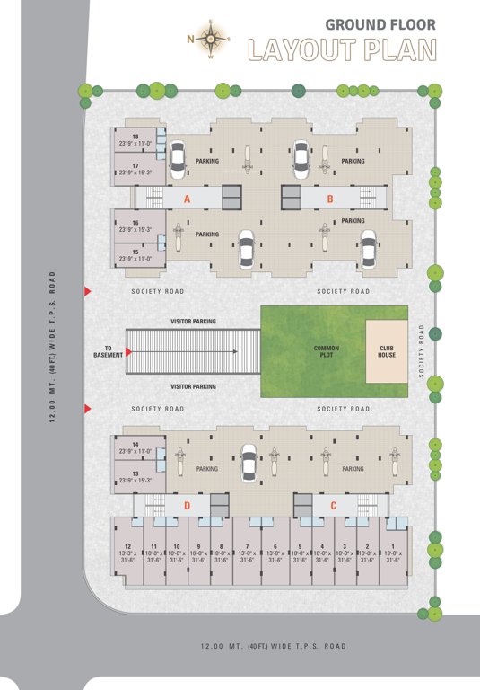  premium living Block A B C And D Cluster Plan For Ground Floor