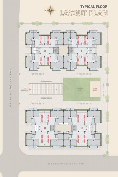  premium-living Block A B C And D Cluster Plan For Typical Floor