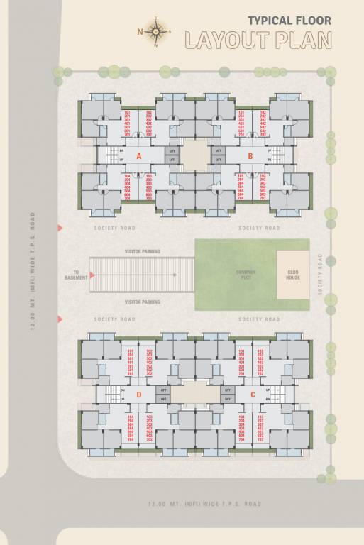  premium living Block A B C And D Cluster Plan For Typical Floor