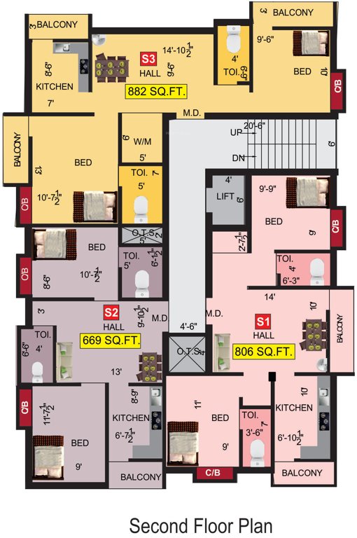  aarunya VGK Aarunya Cluster Plan for 2nd Floor