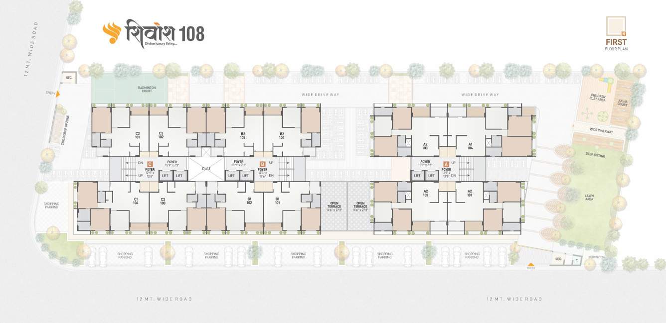  shivansh 108 Block A B And C Cluster Plan For 1st Floor